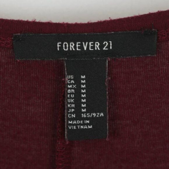 Forever 21 Women's Medium Red Purple V-Neck Short Dolman Sleeve Knit Blouse - Picture 5 of 6